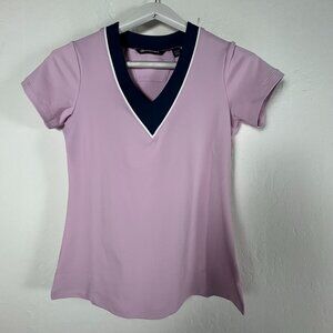 Cutter & Buck Womens XS Pink V-Neck Short Sleeve Athletic Top DryTec UPF 50+ New